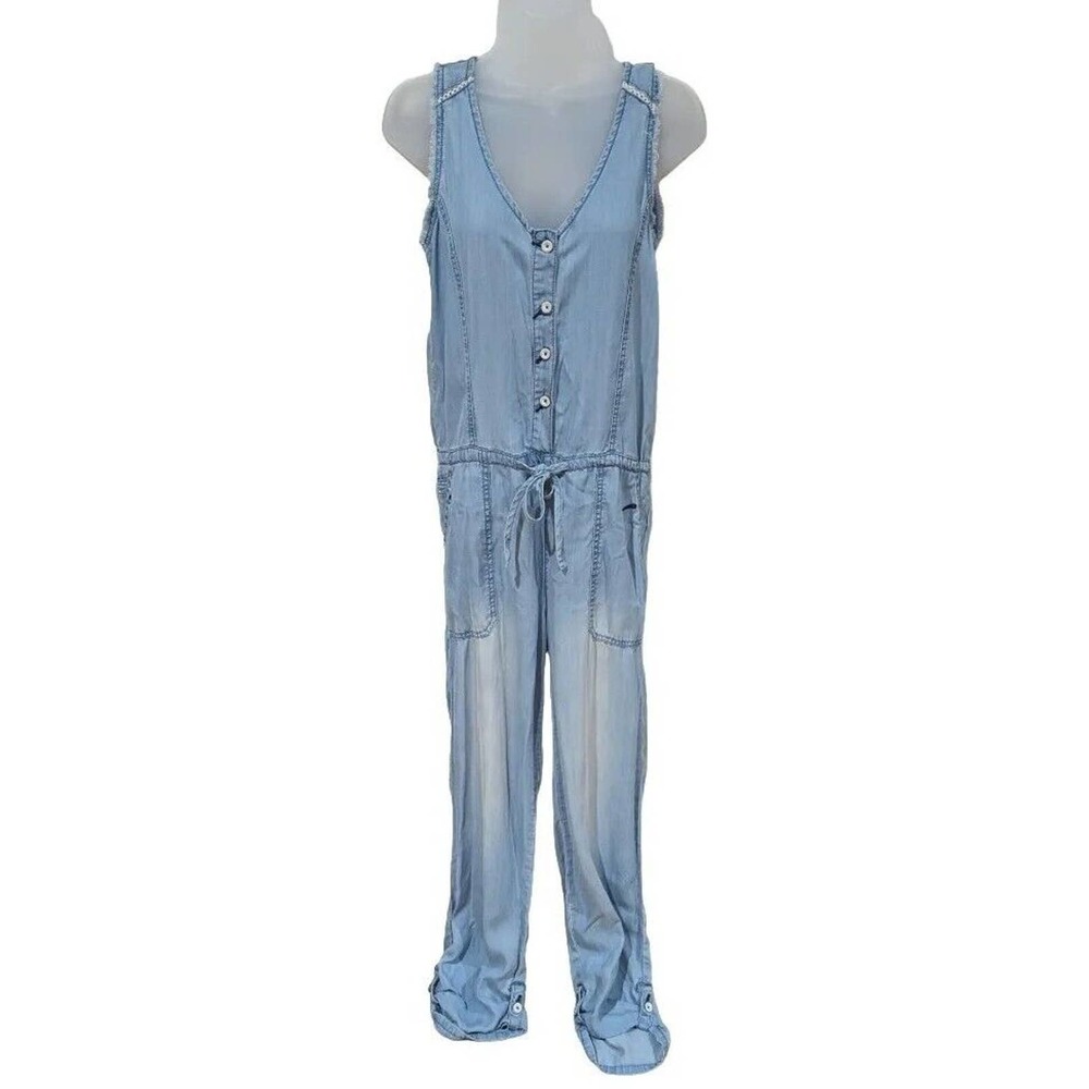 Hei Hei Anthropologie Chambray Jumpsuit Size XS Buttons & Drawstring Sleeveless